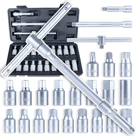 Zestaw kluczy do korków oleju 23 szt.
