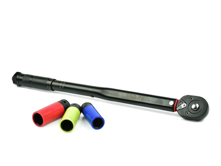 Klucz dynamometryczny 1/2" 28-210nm + nasadki alu 3el.  Black HD (10)