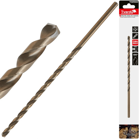 Wiertło złote do metalu długie 6.0 x 205mm HSS DIN1869